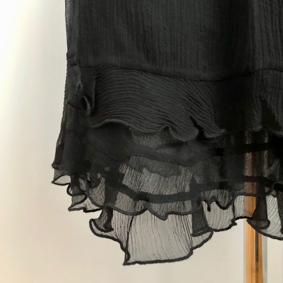 Jacob Layered Black Silk Skirt with Ribbon Tie - Picture 3 of 8